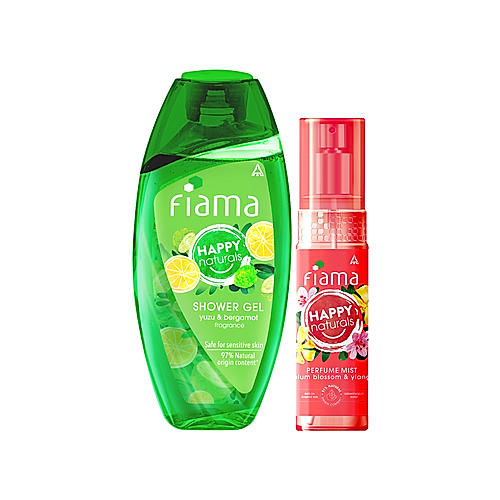 Happy Naturals Yuzu & Bergamot Shower gel, 250 ml + Happy Naturals Plum Blossom & Ylang Perfume Mist, 120 ml